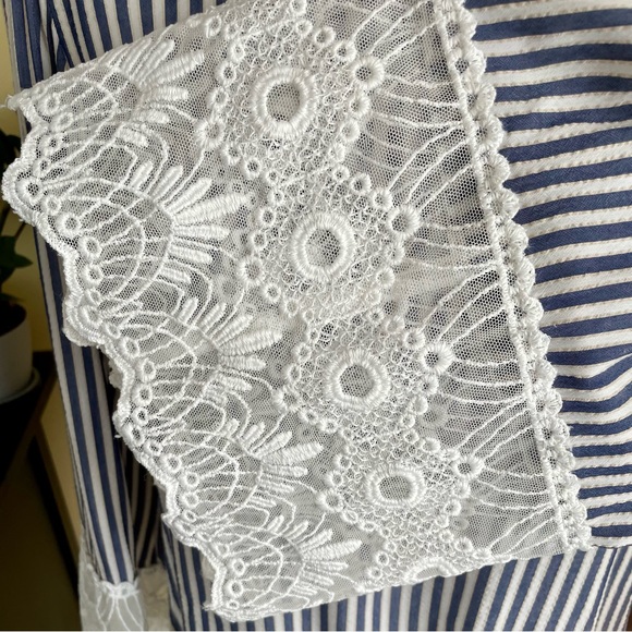 Striped H&M Blouse w/ Lace Sleeves - Picture 4 of 9
